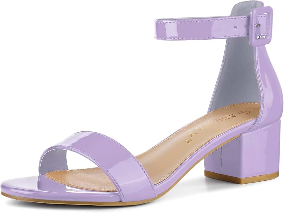 Allegra K Women's Block Low Heels Ankle Strap Sandals