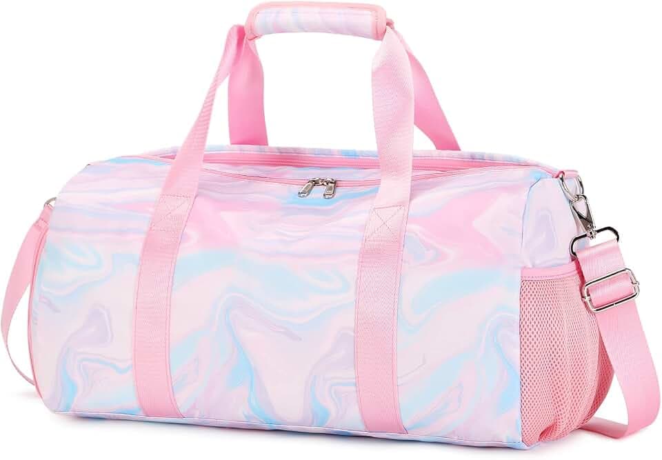 Mädchen Sporttasche für Gymnastik, Schwimmen und Reisen - Kinder- und Damen-Tasche mit Wasserdichter Tasche und Schuhfach