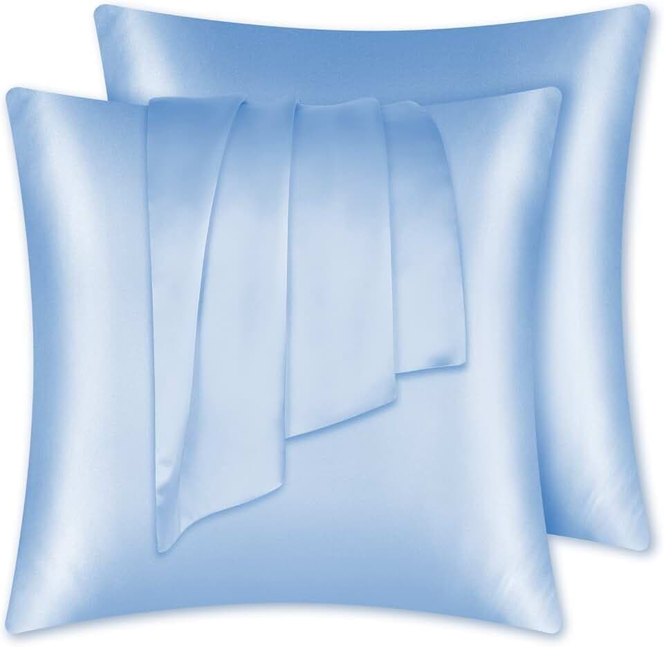 LULUSILK Seide Kissenbezug 65x65cm Hellblau, Haar- & Hautpflege, 2 Stücke