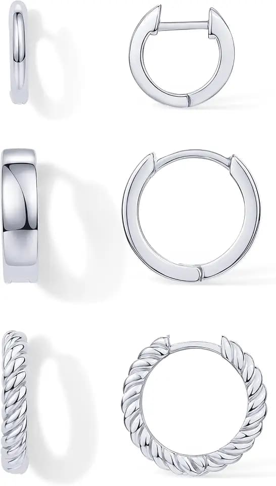 PAVOI Gold Hoop Earrings for Women, 3-Pair Small Huggie Earrings Set