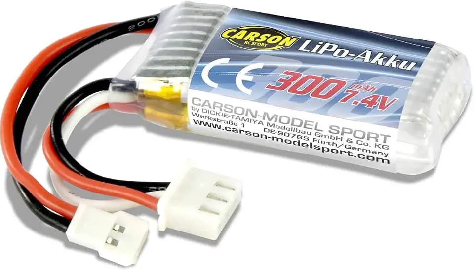 Carson Batterie Lipo 7,4V 300MAH, RC Akku, Ersatzakku für RC Fahrzeuge, Zubehör, 500608169