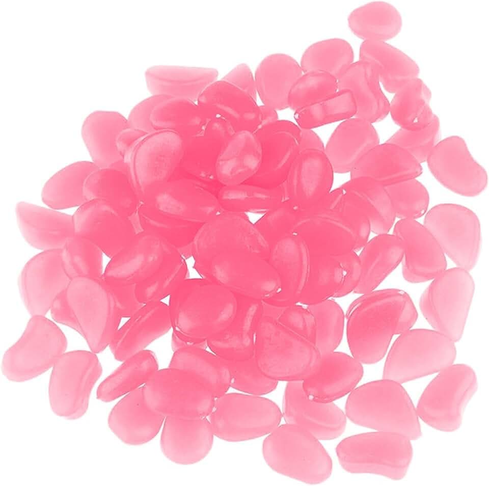 1100PCS Glow Stones Glowing in the Dark Pebbles Outdoor Decor Fish Tank Walkway Gravel Rocks Decoration (Pink)