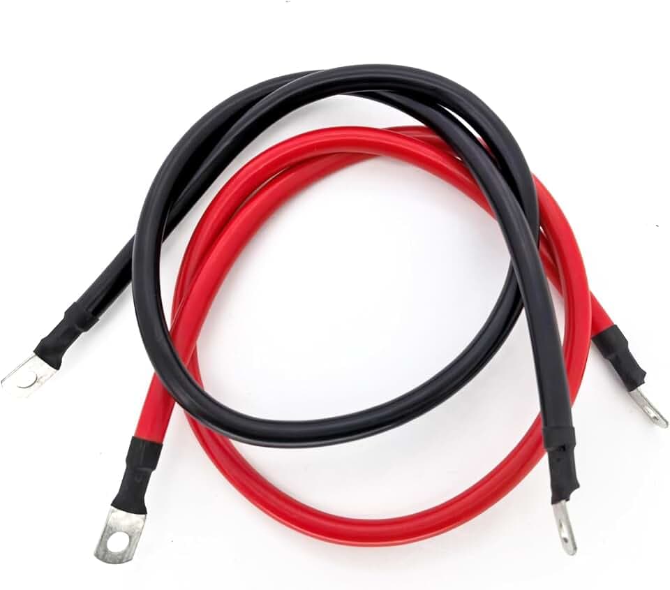 6 AWG Battery Cable 3FT 6 Gauge Pure Copper Battery Inverter Cables with 5/16 in Lugs Both Ends Power Inverter Wire Set for Automotive Solar Power Inverter Marine Boat RV Car Motorcycle (3FT)
