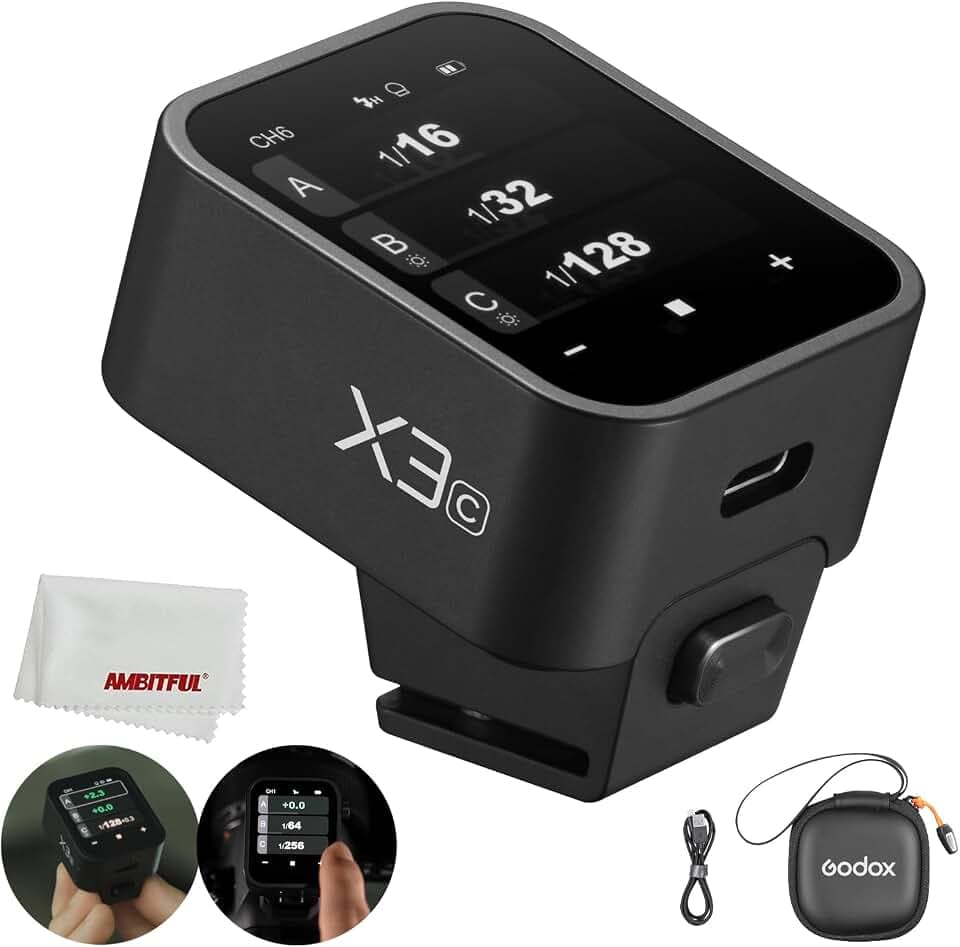 Godox X3C X3-C X3 C TTL Wireless Flash Trigger, 2.4GHz Wireless System, High-Definition LED Bildschirm, eingebaute Lithium Batterie Kompatibel mit Canon EOS Kameras