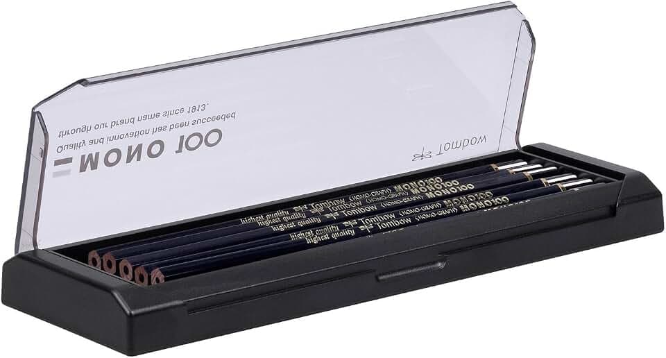 Tombow Bleistift MONO 100-AS, 12er-Set, hochwertige Graphitmine mit hoher Dichte, intensiver Kontrast, ideal zum Zeichnen und Schreiben, Härtegrade 4H–6B [MONO-100-AS]