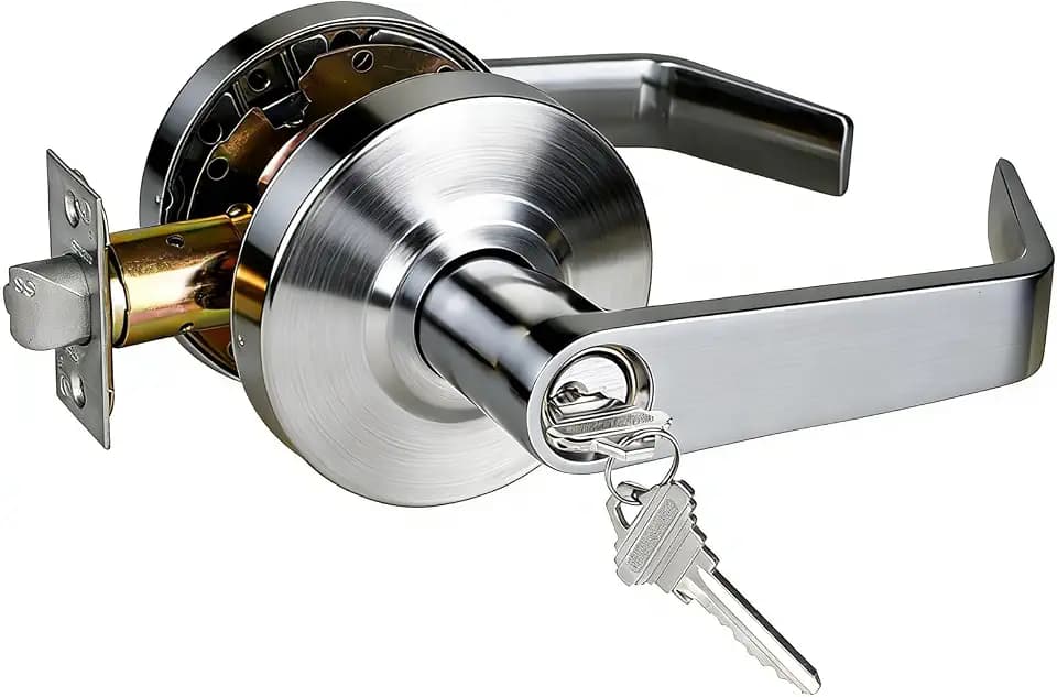 Hospital Storeroom Door Handle Lock Set with Satin Chrome 26D Finish and Heavy Duty Grade 2 Handle Lever,GRD2-74ST-1P