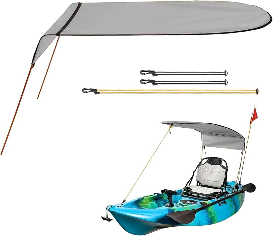 for KAYAK Shade Canopy, for KAYAK Boat Canoe Sun Shade For Single Person, Solo for KAYAK Canopy, for KAYAK Umbrella For for KAYAKing, Canoeing, Fishing, Sunburn for PROTECTION,125X110cm/ (Gray)