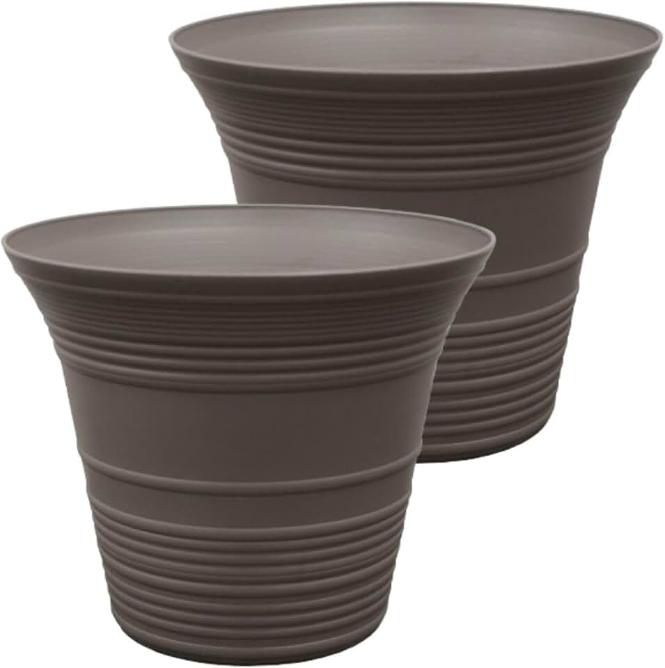 The HC Companies Sedona Self-Watering Planter Pot, 12 Inch, 2-Pack