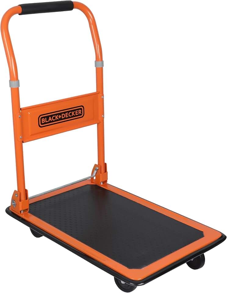 BLACK+DECKER BXWT-H303 Plattformwagen - Transportwagen Max. 80KG - Klappbarer Handwagen 60 x 40 x 80,5 cm - Transporter mit Griff - Leicht zu Verstauen - Stahl