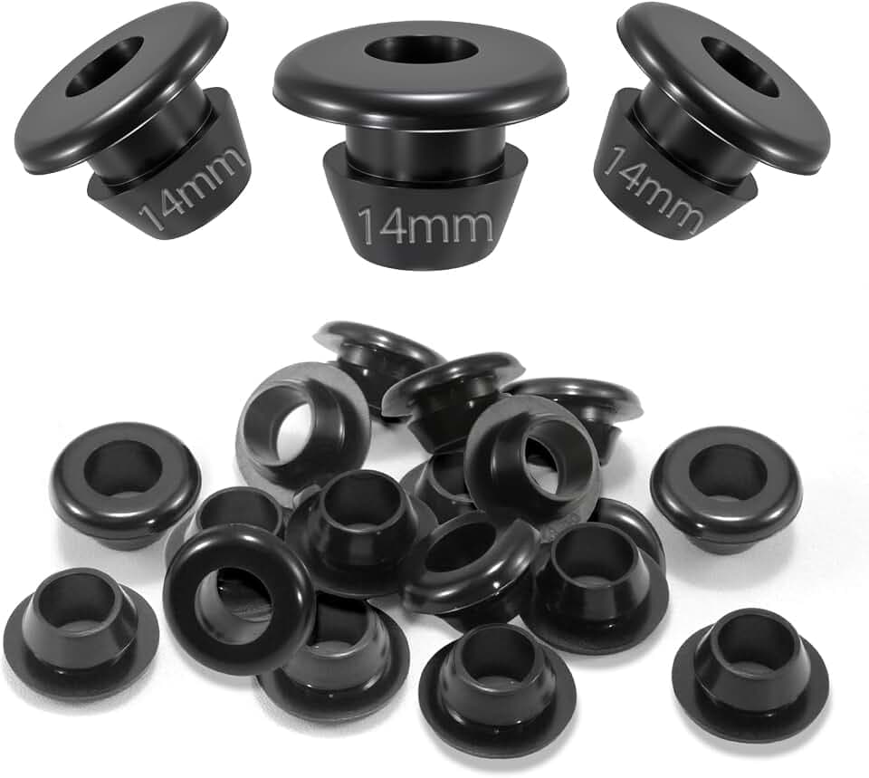 50 Stück Gummitülle Kabeldurchführung ID 14 mm Kabeldurchführung Gummi Einbaudurchmesser 17 mm Kabeltülle Wasserdicht Durchgangstüllen Schwarz Gummitüllen für Kabel Drähten Schutz