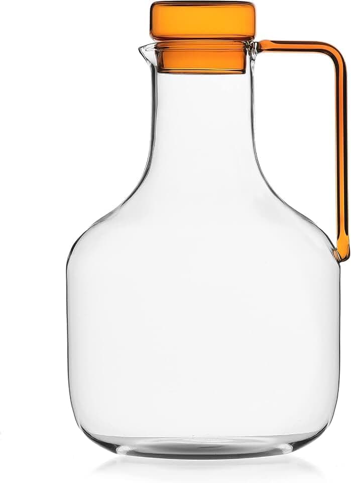 Ichendorf Milano transparenter Krug mit bernsteinfarbenem Deckel | Kollektion Liberta | 185 cl | Borosilikatglas | handgefertigt