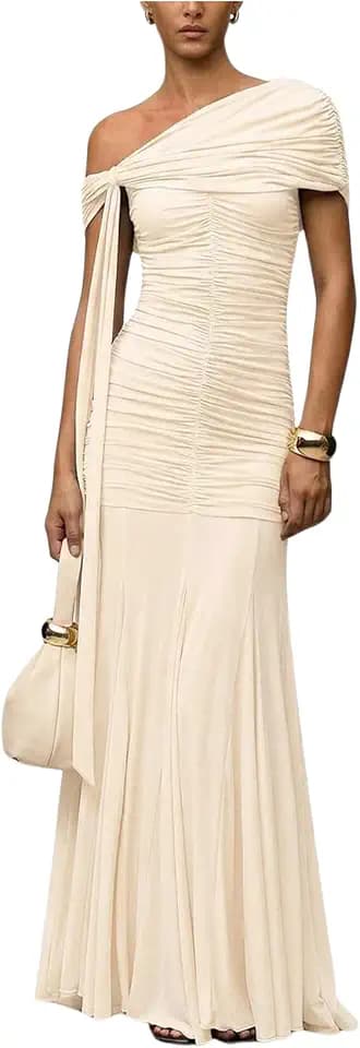 Verdusa Women's Corset Dress Wedding Guest Dresses Statement Holiday Off Shoulder Ruched Mesh Formal Outfits