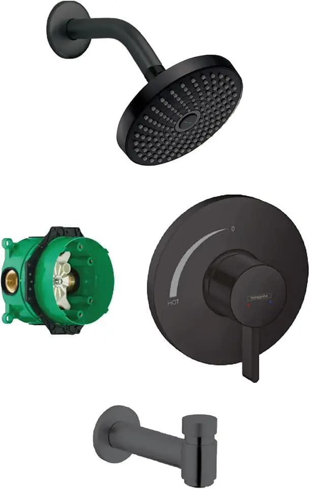 hansgrohe Croma Select S 3 Shower Set with QuickClean 1.75 GPM, Matte Black, 06165670