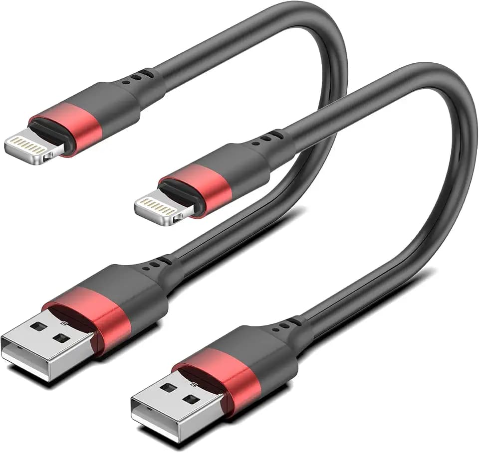 Vienceen 6 Inch iPhone Charger Cord, MFi Certified Short USB to Lightning Cable for Power Bank, 2 Pack Charging Cable 0.5 ft for iPhone 14/13/12, AirPods