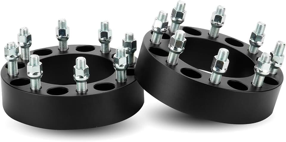 2pcs 8x170 2inch (50.8mm) Wheel Spacers with M14x1.5 Studs 125mm Bore for 2003-2005 Ford Excursion, 2003-2009 F-250 F-350, 2003-2022 Ford F-250 F-350 Super Duty, 8 Lugs Wheel Adapters, Not Hubcentric