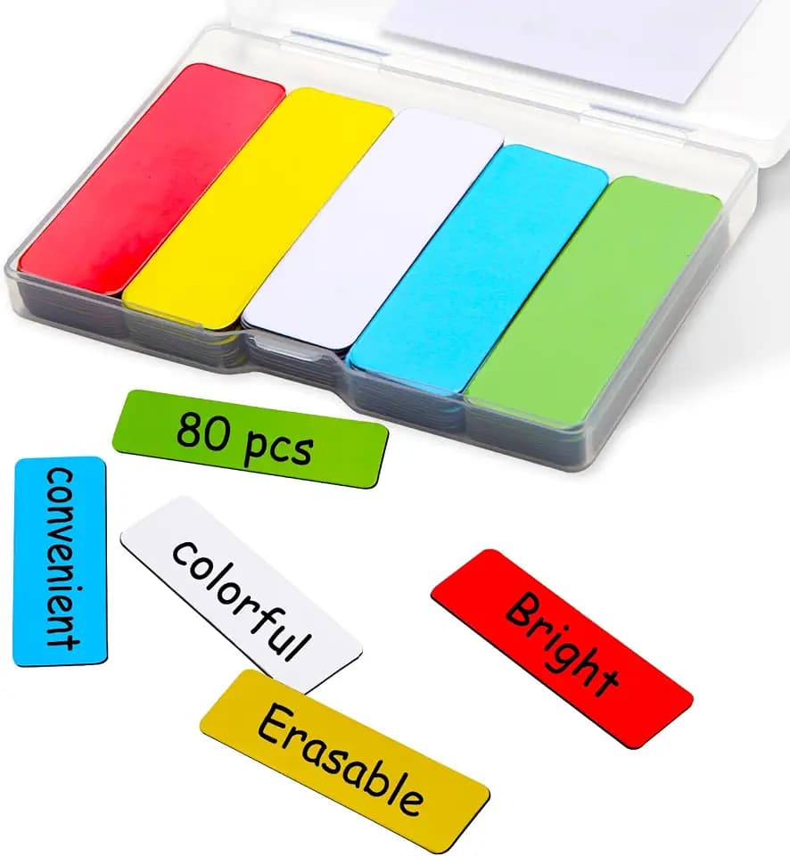 UTOMAG 80 Stück Magnetstreifen Beschreibbar Farbig 60x20mm für Whiteboards