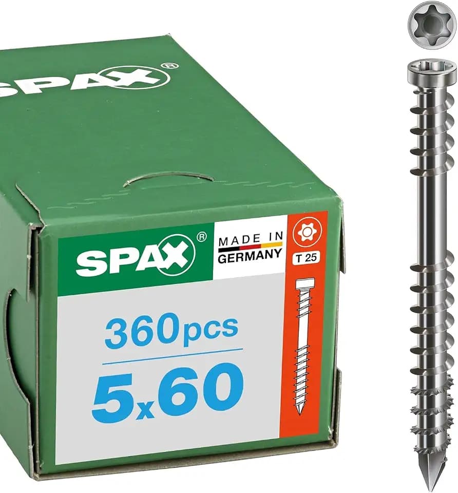 SPAX Terrassenschraube 5 x 60 mm, 360 St., Zylinderkopf T25, Edelstahl A2