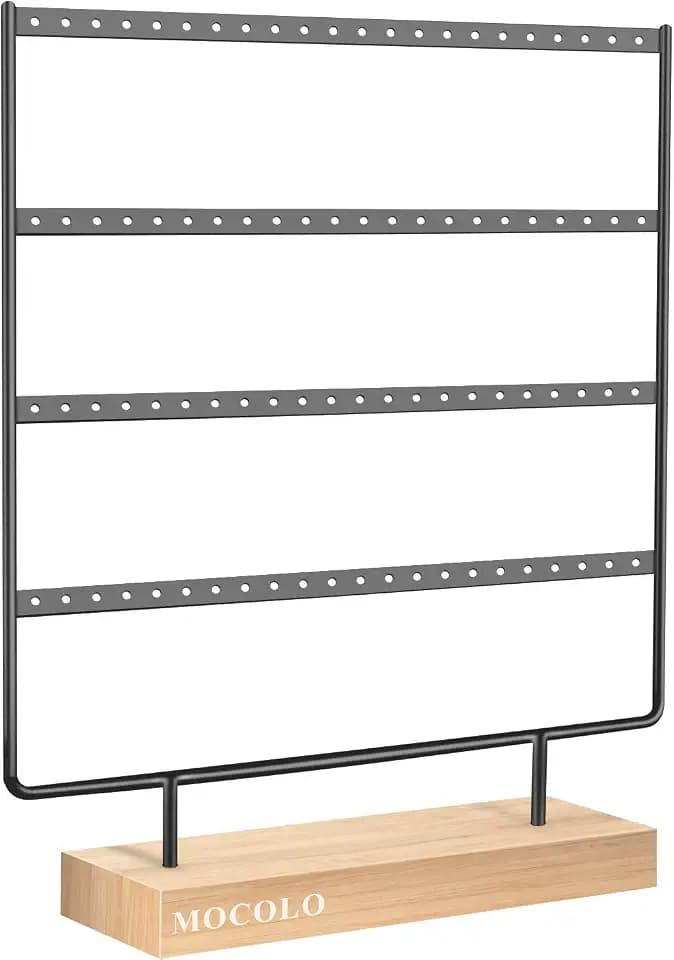 Ohrring-Halter, Ohrring-Organizer, Präsentationsständer zum Aufhängen von Ohrringen (88 Löcher und 4 Ebenen) Schwarz