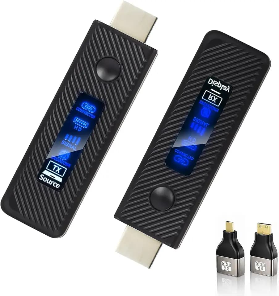 Drahtloser HDM I Transmitter und Empfänger, HDM Extender 60M, 4K-Decodierungseingang 1080P-Ausgang, 2.4G/5G Plug&Play tragbares HDM I-Drahtlosgerät für Video&Audio zum Monitor von PC/Laptop/TVBox