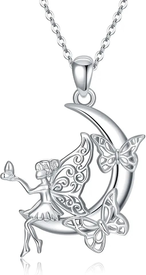 Fairy Gift Necklace/Earrings for Women 925 Sterling Silver Angel Elf Jewelry Gifts for Daughter