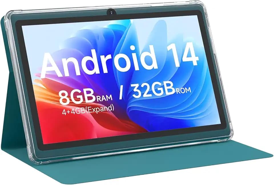 CUPEISI Android Tablet with Case, 7 inch Tablet, 8GB RAM+32GB ROM/ 1TB Expandable Tableta, 1.6Ghz Quad-core Processor Computer, 1024*600 IPS 7'' HD Touch Screen, 5MP Camera, 5G WiFi, Games, NavyBlue