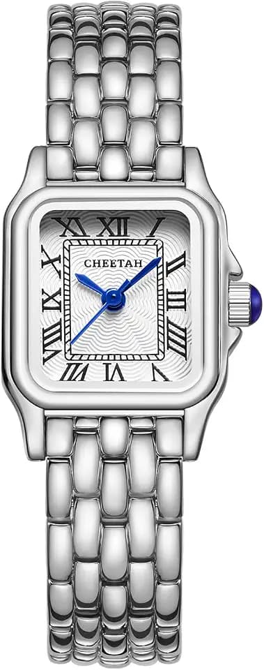 CHEETAH Gold Watches for Women with Small Vintage Bracelet, Rectangular Case Roman Dial