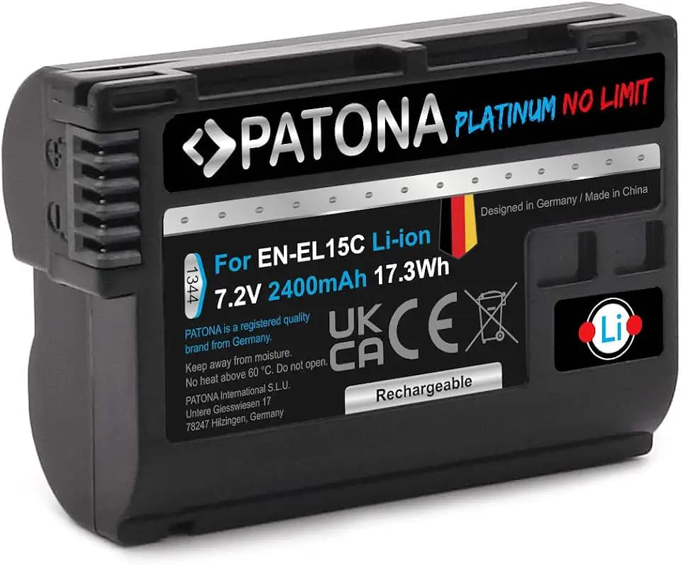 PATONA Platinum EN-EL15c Kamera Akku (2400mAh) kompatibel mit Nikon Z5 Z6 II Z7 II Z8 Zf
