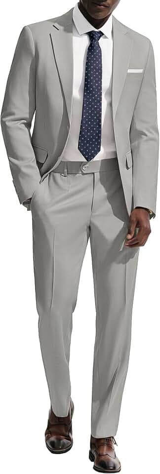 PJ PAUL JONES Mens Suit 2 Piece Slim Fit Suits Casual Blazer Pants Set