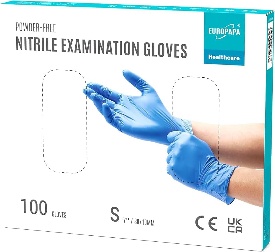 EUROPAPA® 100x Nitrilhandschuhe Einweghandschuhe Einmalhandschuhe Untersuchungshandschuhe Nitril Handschuhe puderfrei ohne Latex unsteril latexfrei disposible gloves (S, Ocean Blau)
