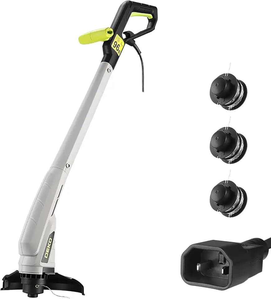 String Trimmer Corded: DEKOPRO 2.2A String Trimmer Lawn Edger, 9" Weed Wacker, Powerful Lightweight Electric Weed Eater Corded with 2pcs Spool Line for Yard, Garden(Not Include The Extension Cord)