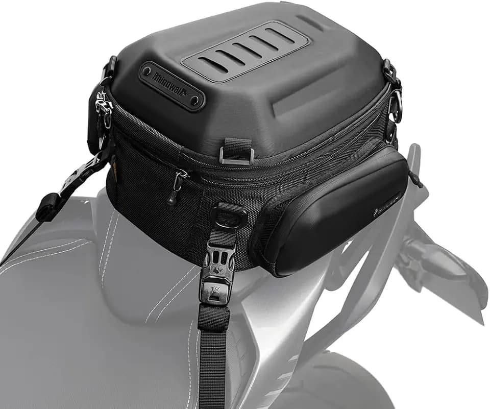 Rhinowalk Motorcycle Tail Bag, Waterproof Hard Shell Rear Seat Bag, 12-18L Expandable Motorbike Luggage Backpack for Touring, Commuting & Storage