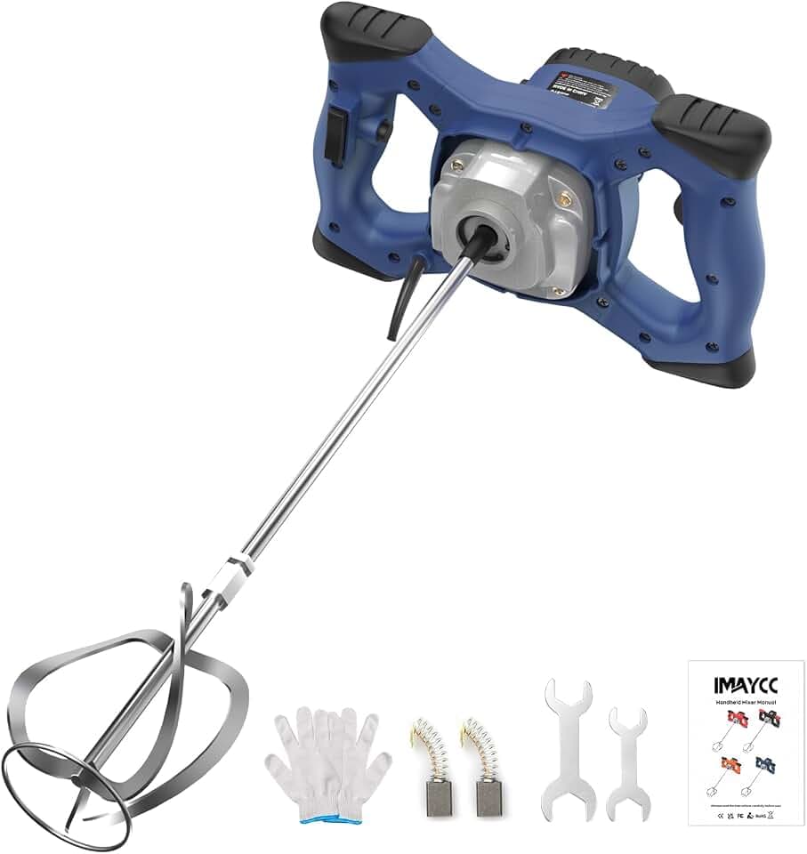 IMAYCC Handheld Cement Mixer, Portable Concrete Mixer,110V 6 Speed Mixing Drill, 2100W Drill Mixer for mud,Motar,Paint, Grout, Plaster,Thinset etc.