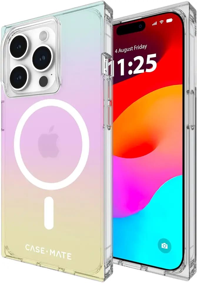 Case-Mate BLOX iPhone 15 Pro Case - MagSafe Phone Case - Iridescent Rainbow
