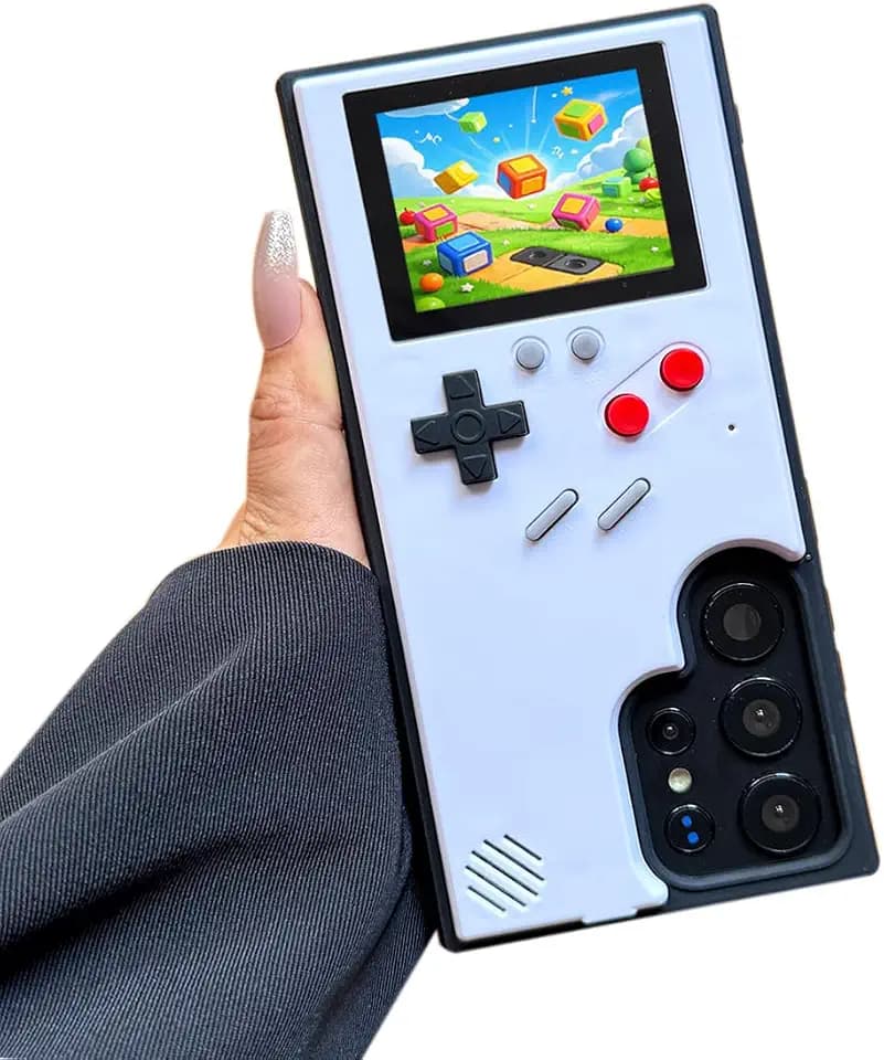 Game Phone Case for Samsung Galaxy S23 Ultra, Nostalgic Game Case for Samsung Retro Playable Gaming Design, Classic Creative Funny Birthday Gifts, White