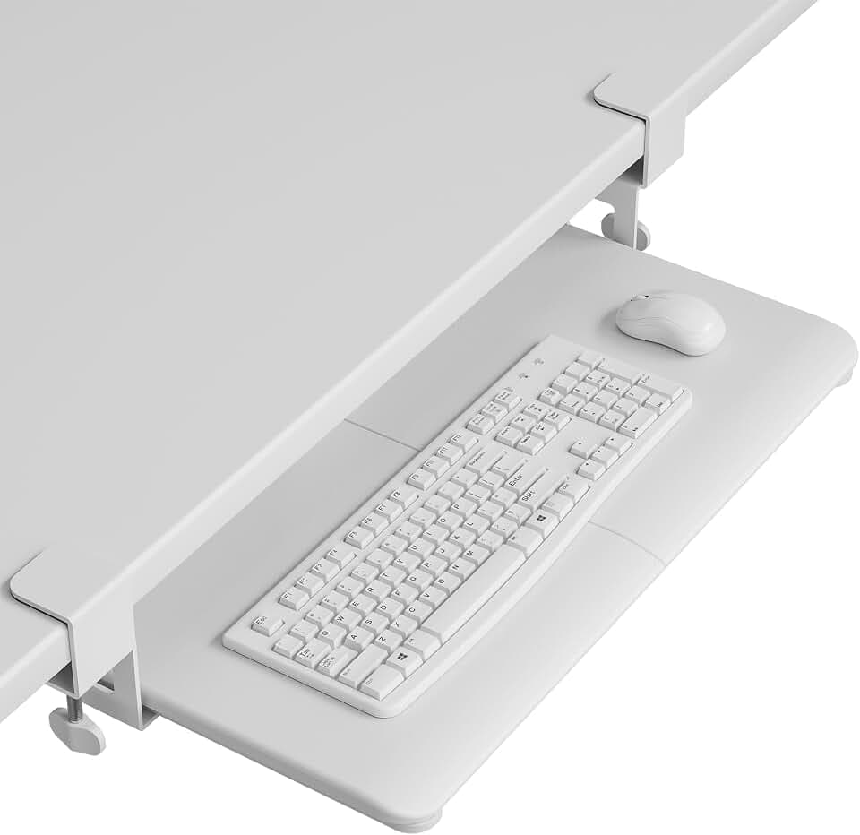 BONTEC Under Desk Keyboard Tray, Pull-Out Keyboard & Mouse Platform