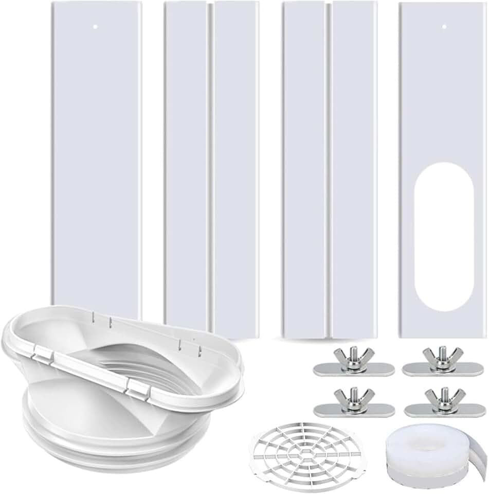 Klimaanlage Fensterabdichtung Rolladen Abluftschlauch Adapter Fenster Fensterabdichtung Ersatzteil Set Abluftschlauch Fensterdurchführung Schlauchadapter Adapter, 4 Panels