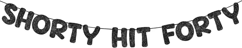 Fulmoon Shorty Hit Forty Banner Glitter 40th Birthday Decor,Black