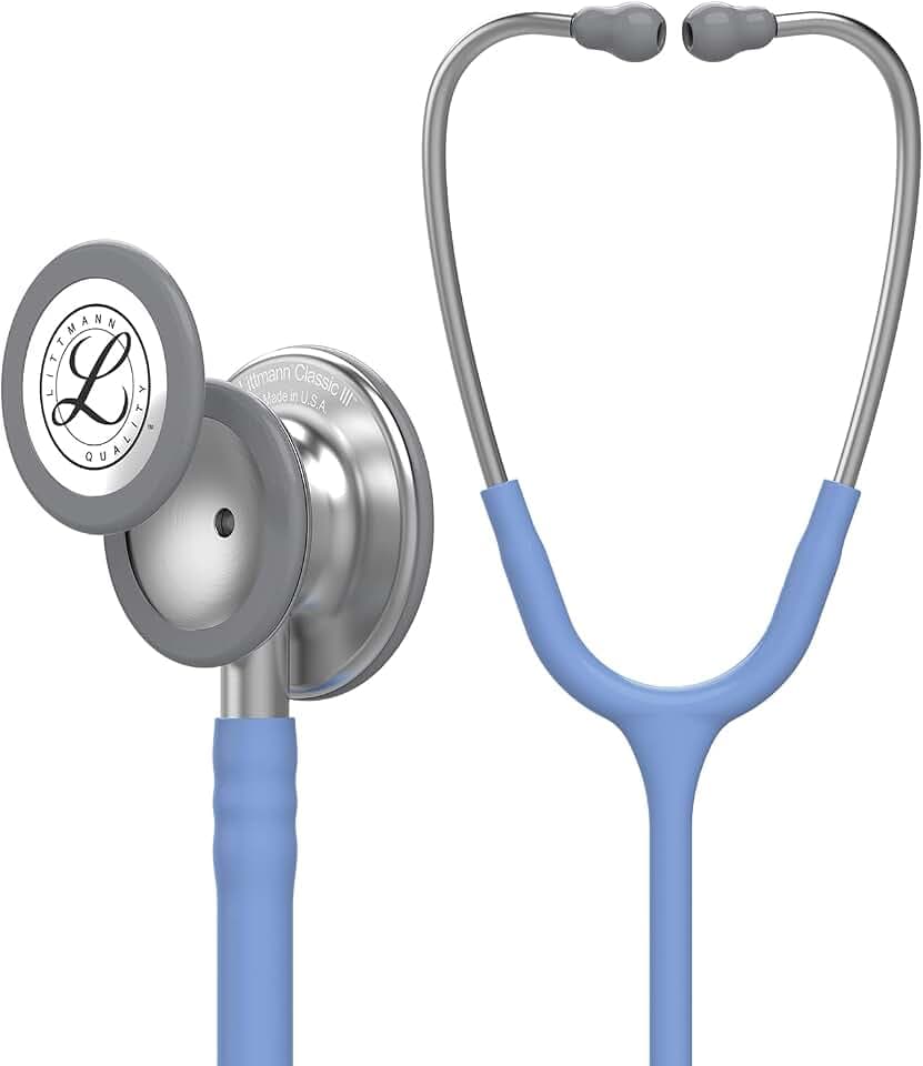 3M Littmann Classic III Monitoring Stethoscope, 5630, More Than 2X as Loud, Weighs Less, Stainless Steel Chestpiece, 27" Ceil Blue Tube