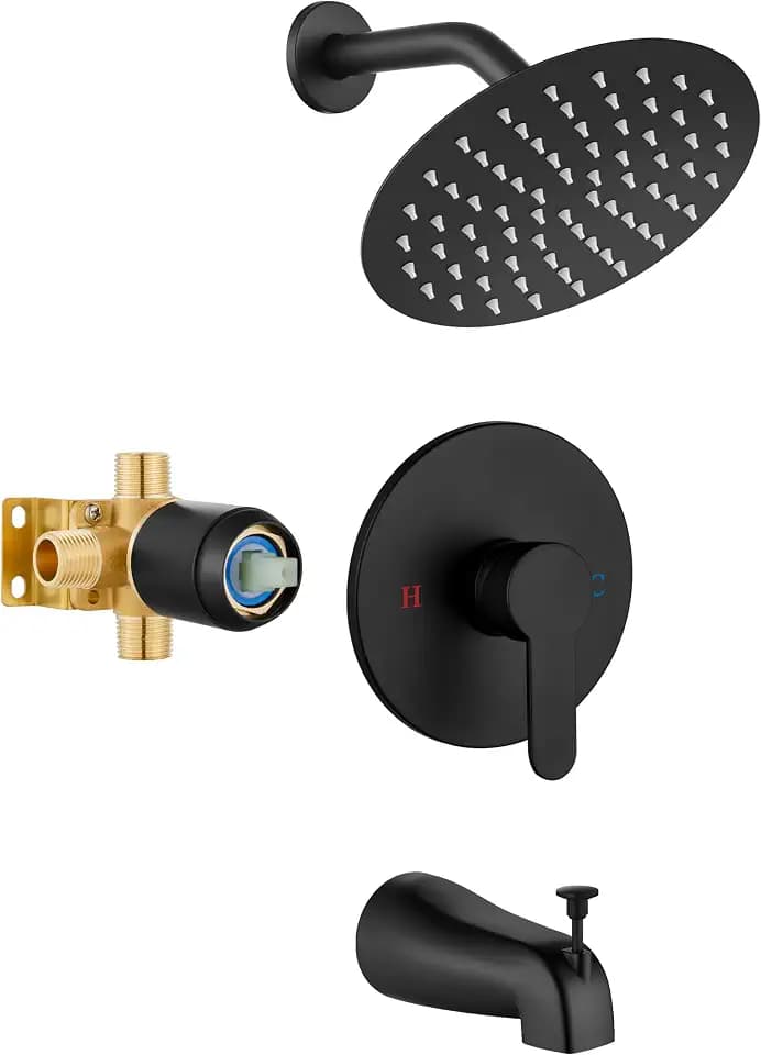 Airuida Shower Faucet Set with Tub Spout,8" Bathtub Faucet-Matte Black