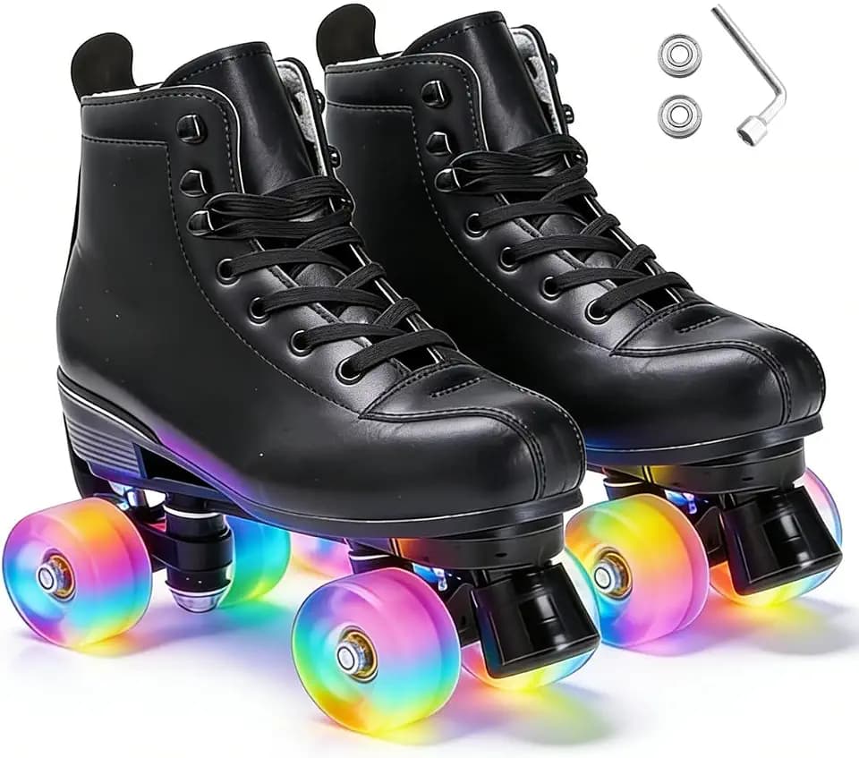 ERNAN Damen Klassische Retro Rollschuhe,Disco Roller,Classic Roller | Rollschuhe für Kinder und Erwachsene, komfortabl LED Rollerskates für Jugendliche und Mädchen