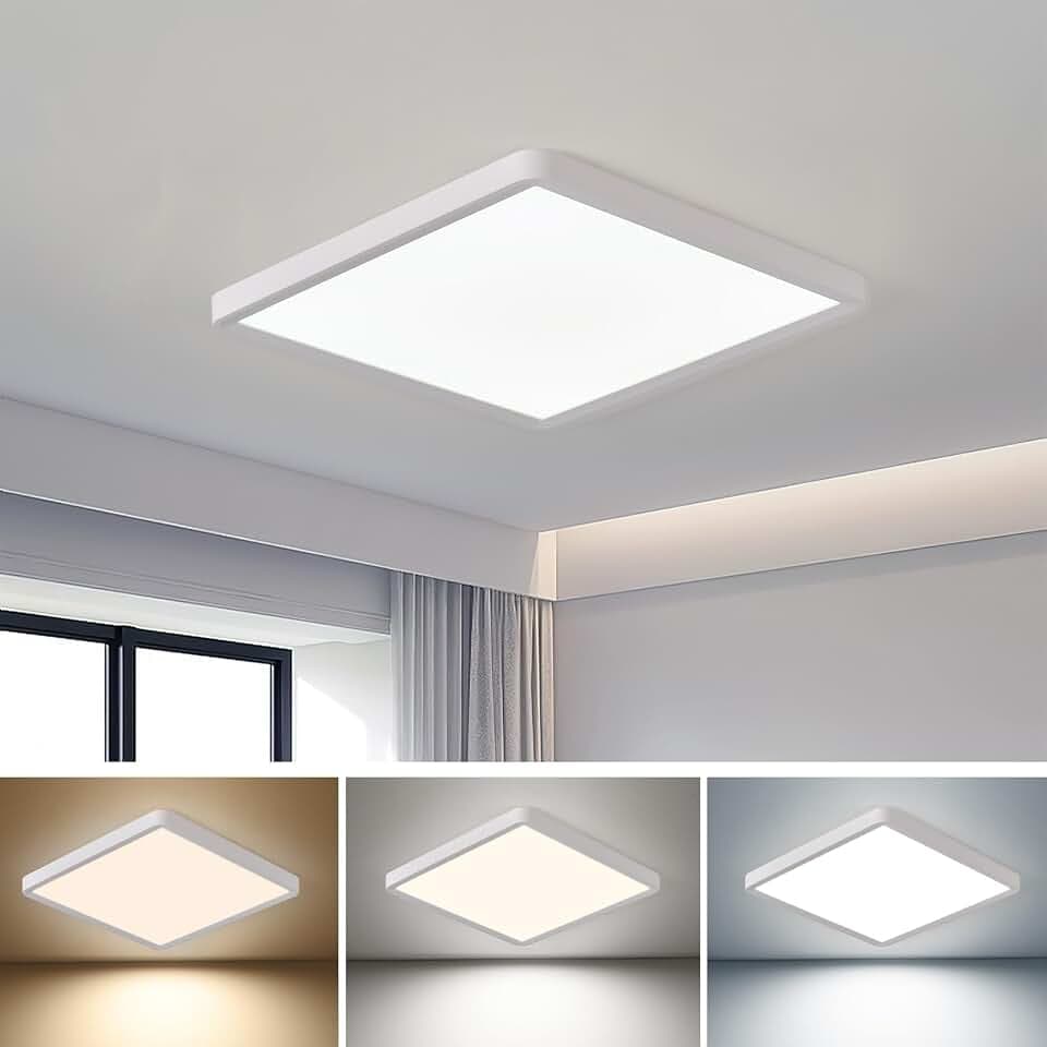 1Pack 16 Inch Square LED Flush Mount Ceiling Light,36W,3600LM,3CCT(White)