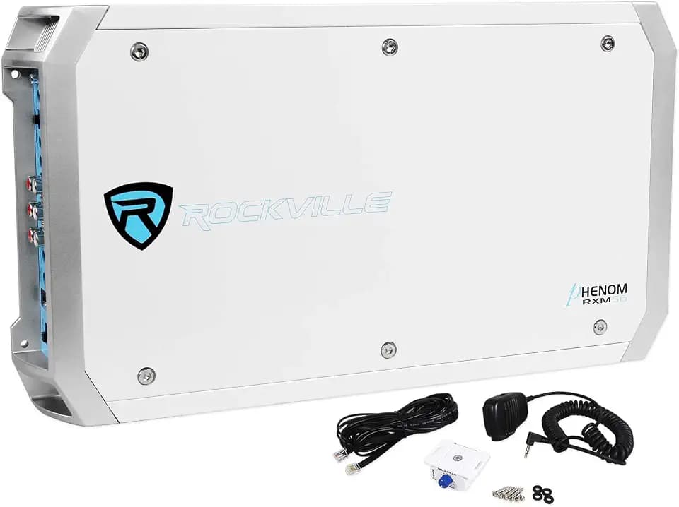 Rockville RXM-S6 Marine/Boat 6 Channel Amplifier with PA Microphone
