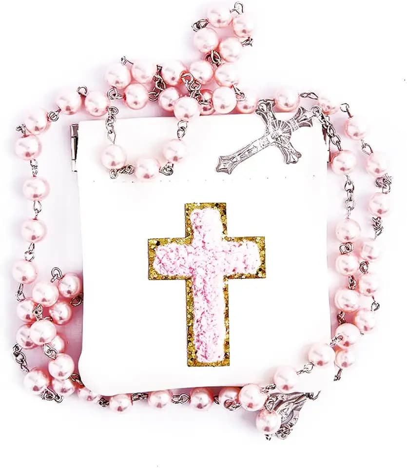 Rosary Beads for Women, Red Rosary with Cross Leather Pouch, Anglican Prayer Beads Catholic Gifts