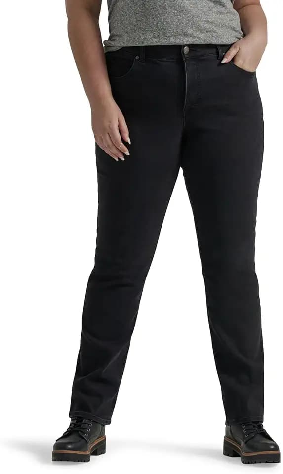 Lee Women's Plus Size Ultra Lux Comfort With Flex Motion Straight Leg Jeans