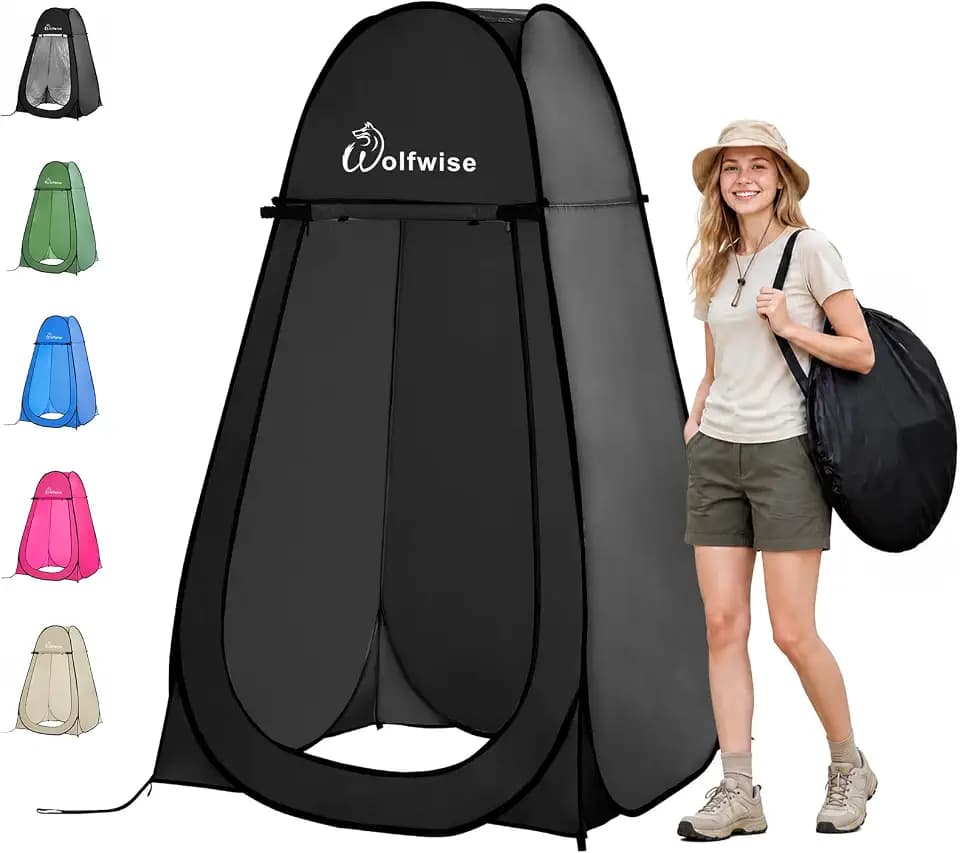 WolfWise Pop Up Shower Tent for Camping Essentials, Compact & Lightweight