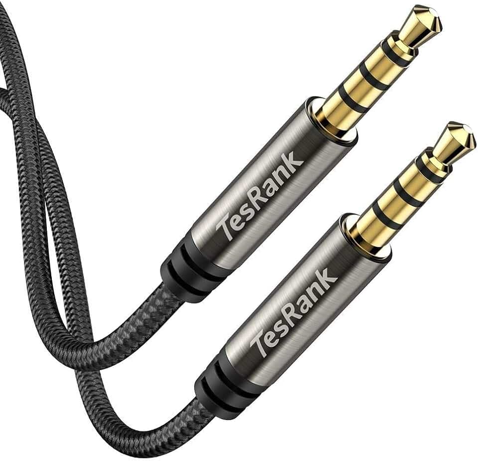 Aux Kabel 3.5mm Audio Kabel, TesRank Klinkenkabel 4 Polig TRRS Nylon 3.5mm Stereo Audio Klinke geeignet Autos,Lautsprecher, Kopfhörer,Handy,MP3 Player - 4 Polig,1 Meter