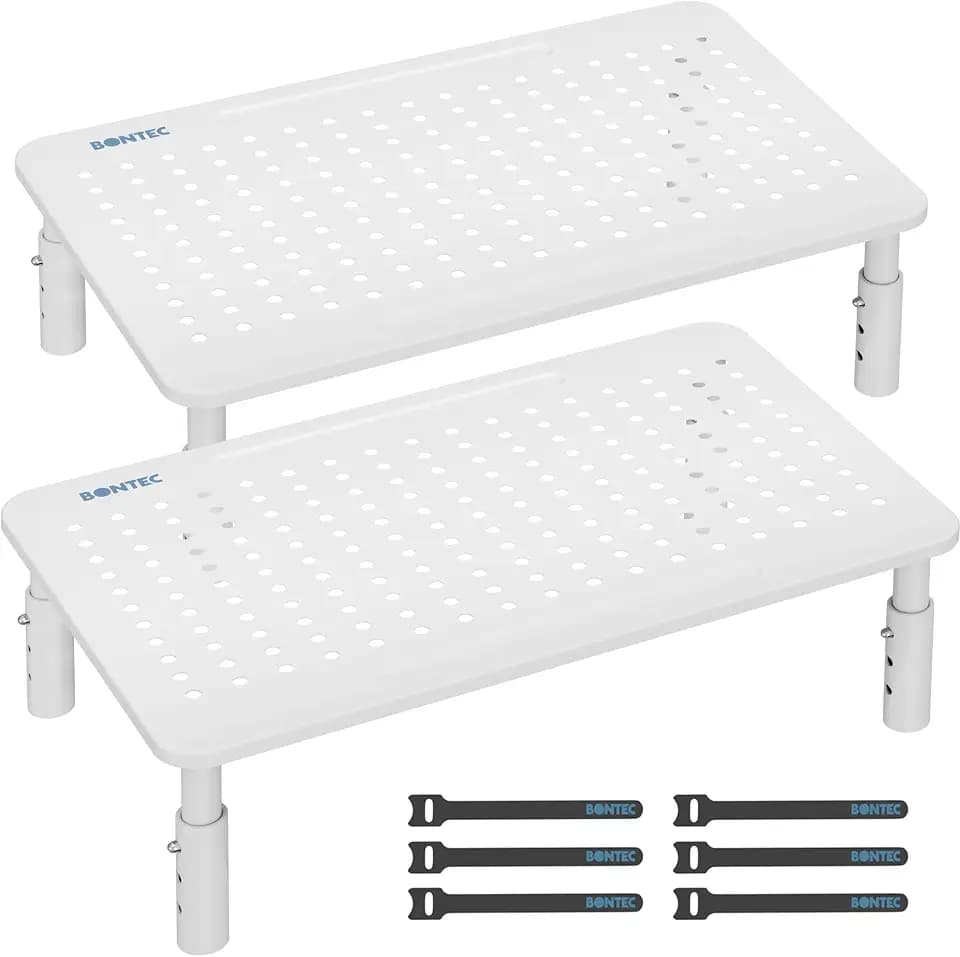 BONTEC 2 Pack Adjustable Monitor Stand Riser with Drawer, Supports 44lbs