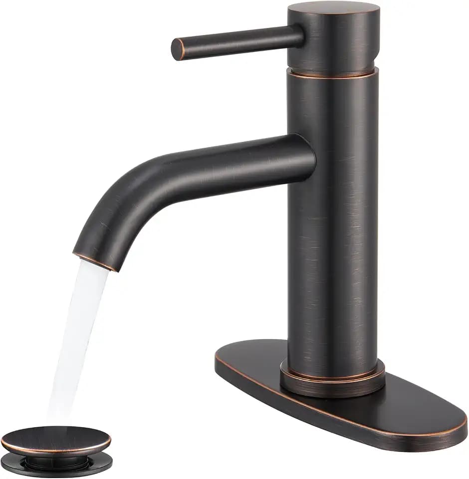 Oil Rubbed Bronze Bathroom Faucet, Single Hole Vanity Faucet
