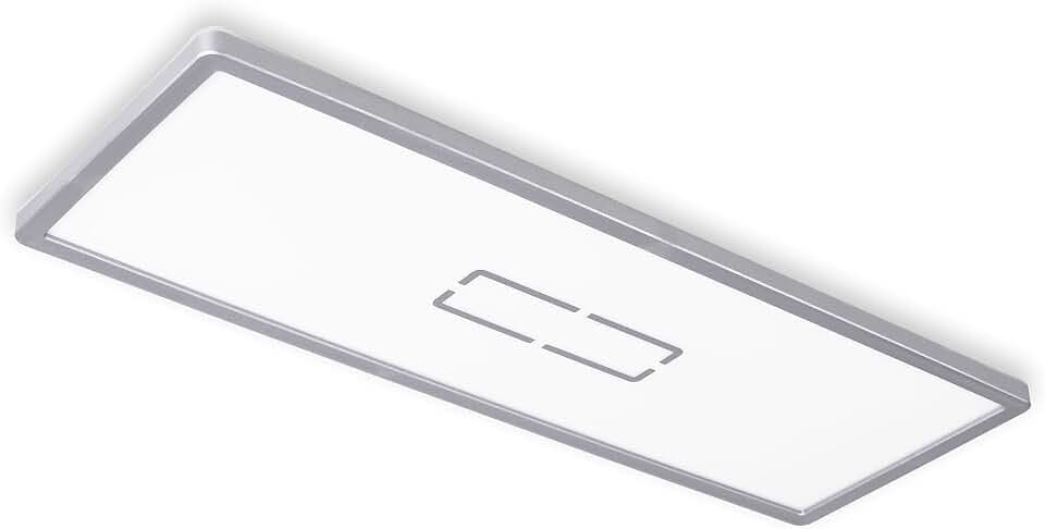 BRILONER Leuchten - LED Deckenleuchte, Deckenlampe mit Hintergrundbeleuchtungseffekt, 22 Watt, 2.700 Lumen, 4.000 Kelvin, Weiß-Silber, 580x200x29mm (LxBxH), 3394-014