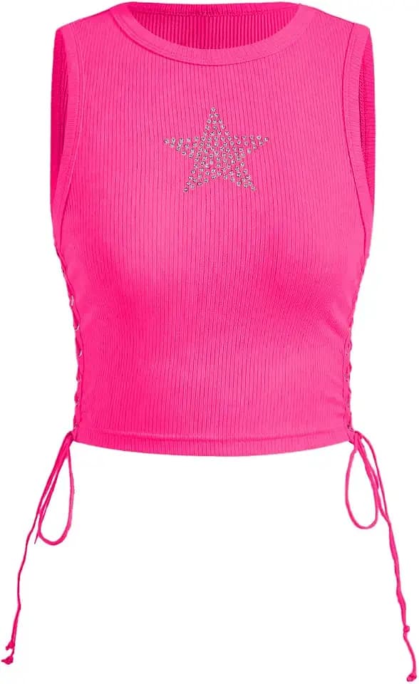 SOLY HUX Women's Tank Tops Y2K Summer Going Out Crop Top Concert Outfits